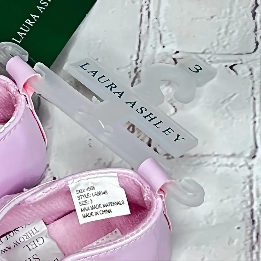 Laura Ashley Baby Girl Flower Jewel Crib Style Pink Shoes Sz 3